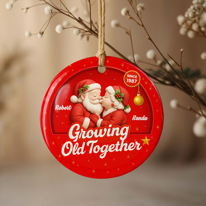 Growing Old Together With Santa Claus And Christmas Holly