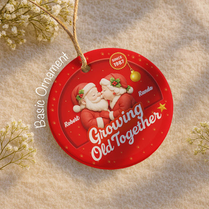 Growing Old Together With Santa Claus And Christmas Holly