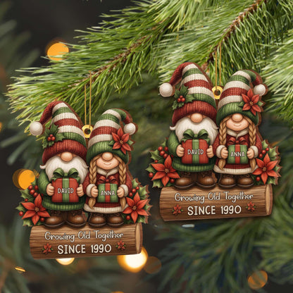 Growing Old Together Gnomes With Poinsettia