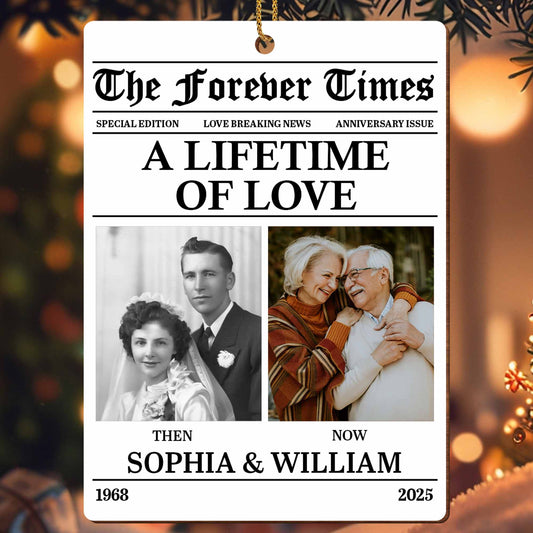 A Lifetime Of Love With Special Edition Newspaper - Personalized Custom Wood Ornament, Custom Shaped - CPL676_WDO