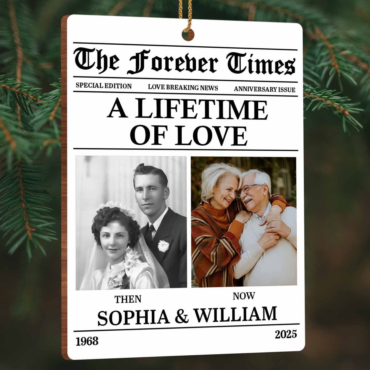 A Lifetime Of Love With Special Edition Newspaper - Personalized Custom Wood Ornament, Custom Shaped - CPL676_WDO