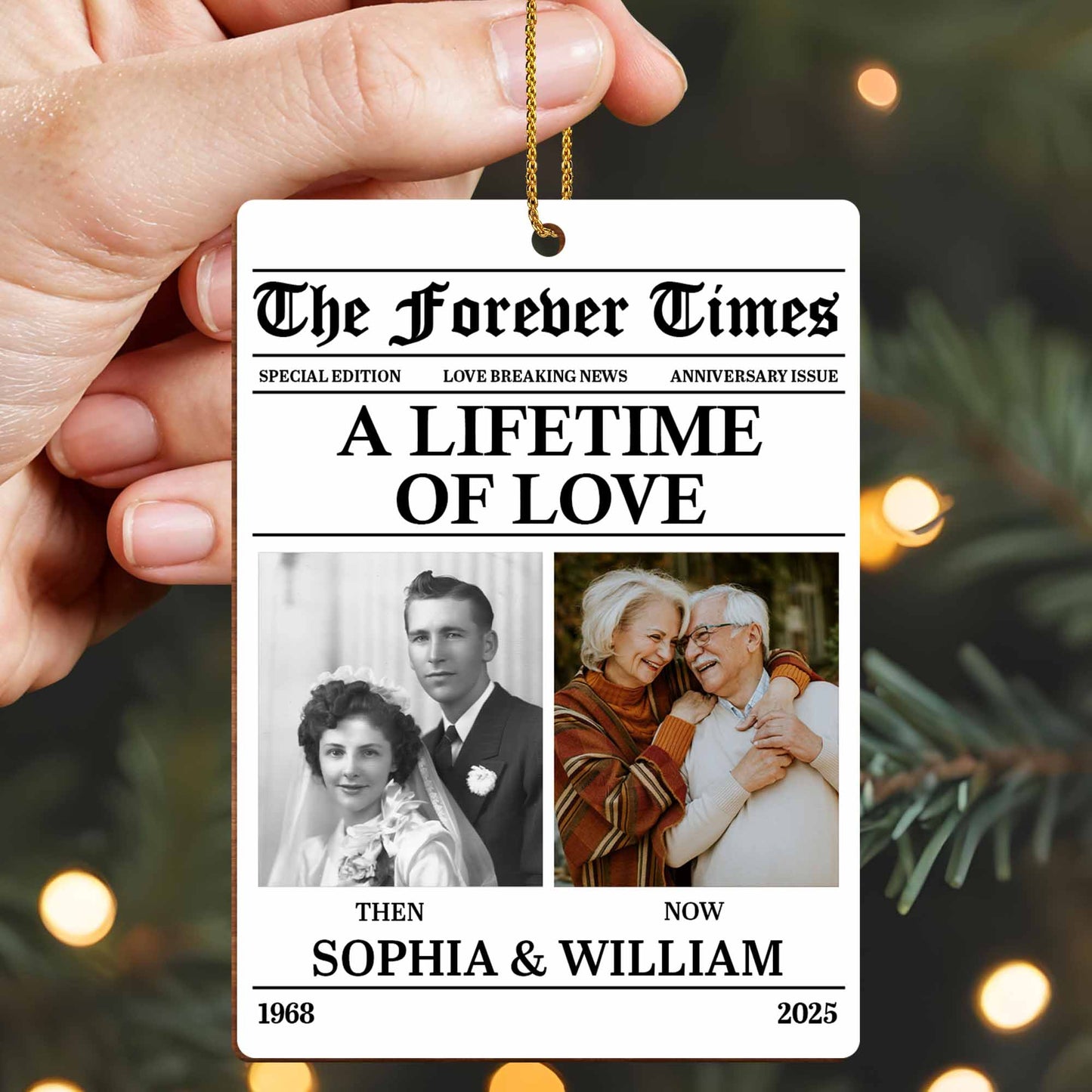 A Lifetime Of Love With Special Edition Newspaper - Personalized Custom Wood Ornament, Custom Shaped - CPL676_WDO