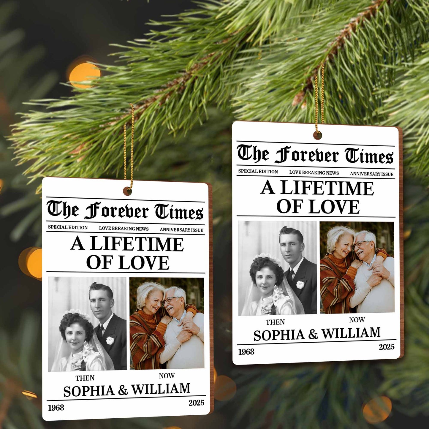 A Lifetime Of Love With Special Edition Newspaper - Personalized Custom Wood Ornament, Custom Shaped - CPL676_WDO