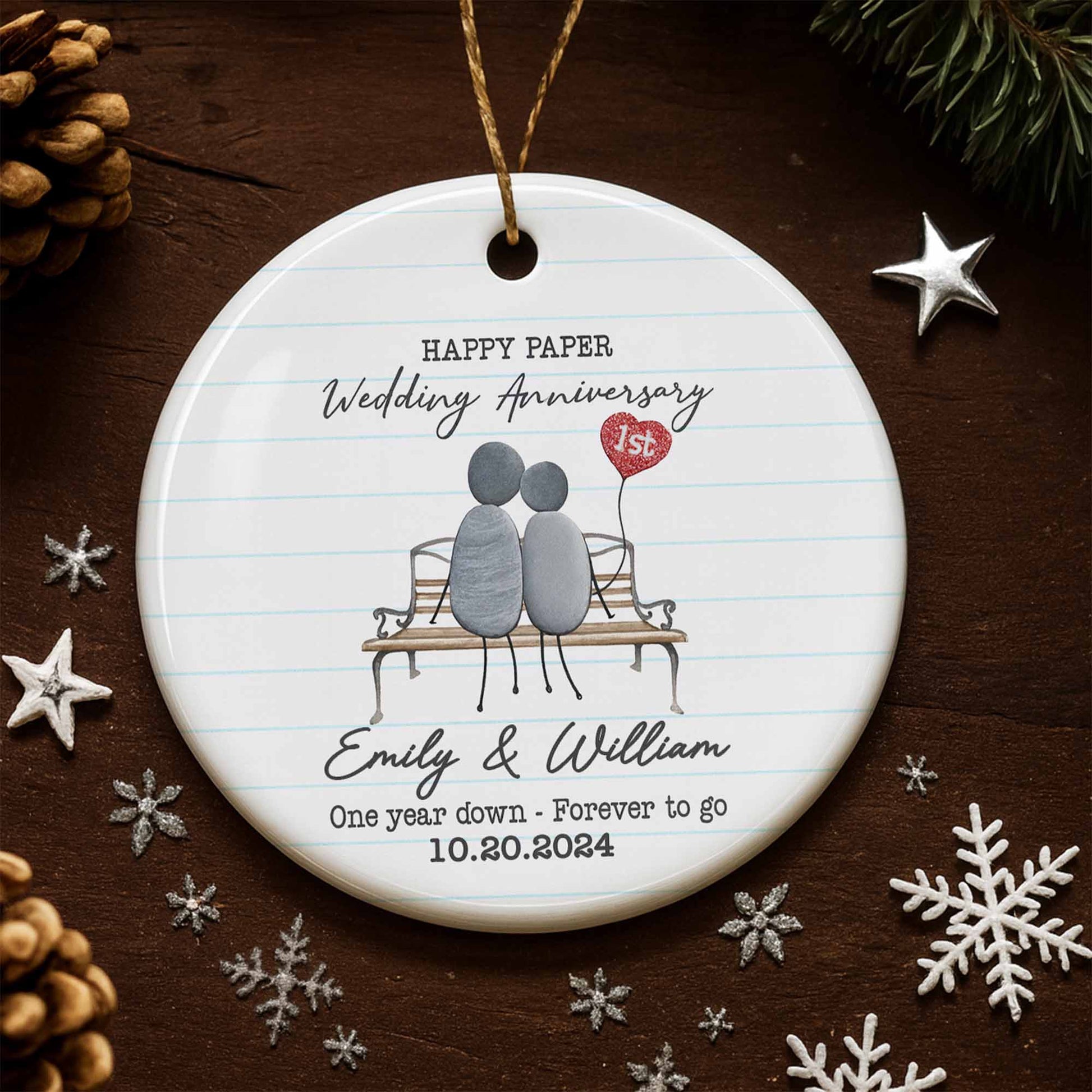 Happy Paper Wedding Anniversary, Couple On Park Bench