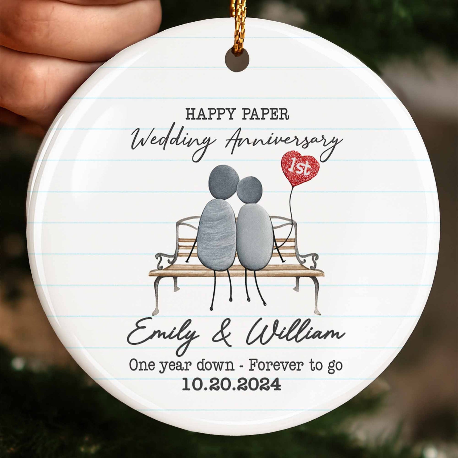 Happy Paper Wedding Anniversary, Couple On Park Bench