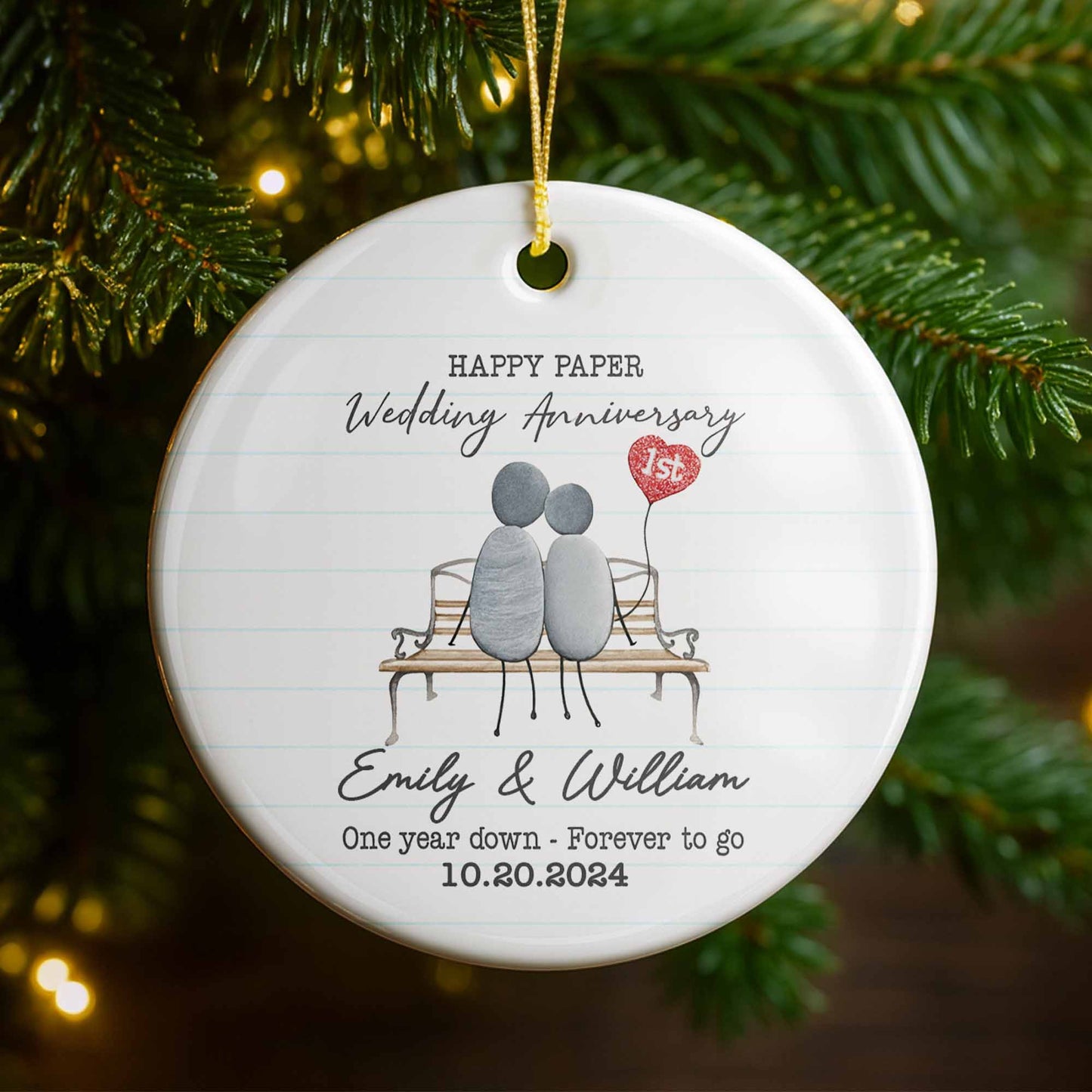 Happy Paper Wedding Anniversary, Couple On Park Bench