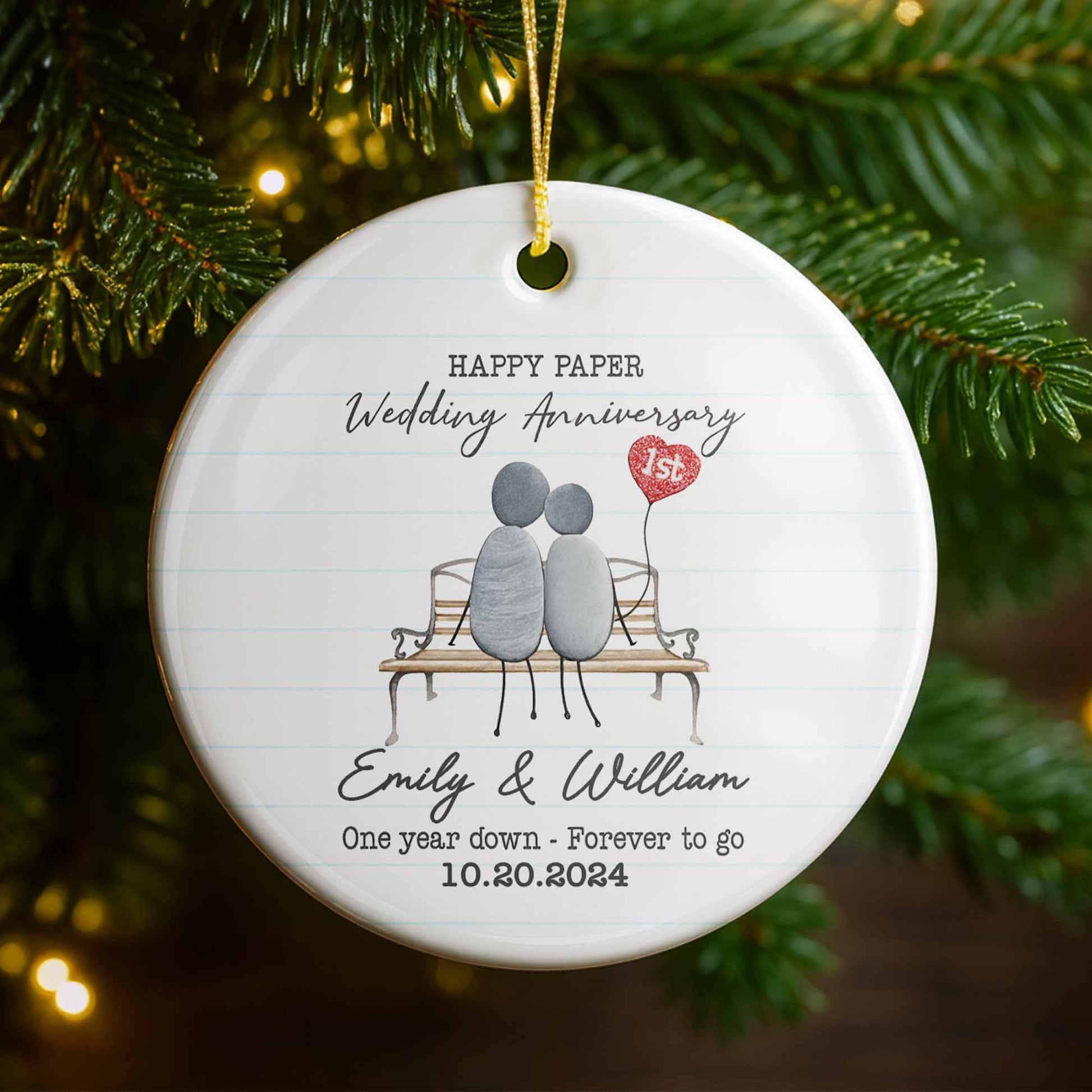 Happy Paper Wedding Anniversary, Couple On Park Bench