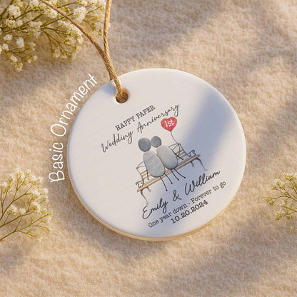 Happy Paper Wedding Anniversary, Couple On Park Bench