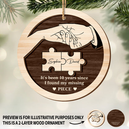 Found My Missing Piece, Hands And Puzzle Design - Personalized Double Layer Wood Ornament - CPL680_DWO