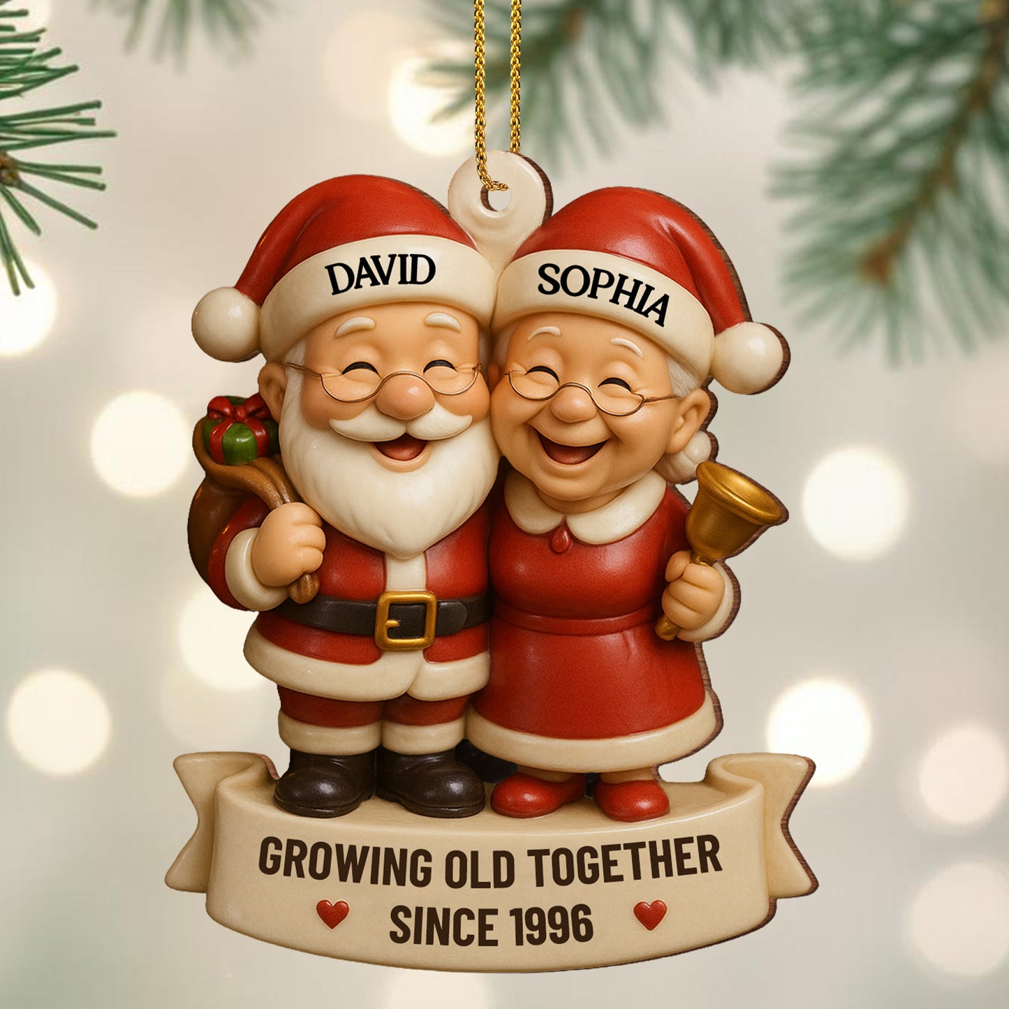 Growing Old Together Santa Claus Ornament