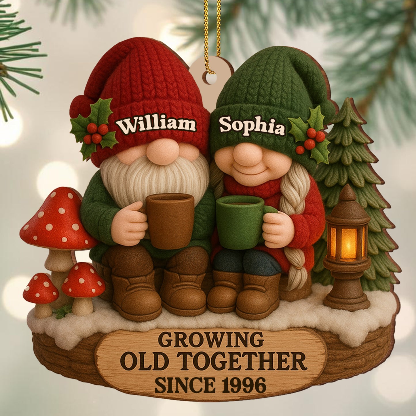 Growing Old Together Gnome Couple Ornament