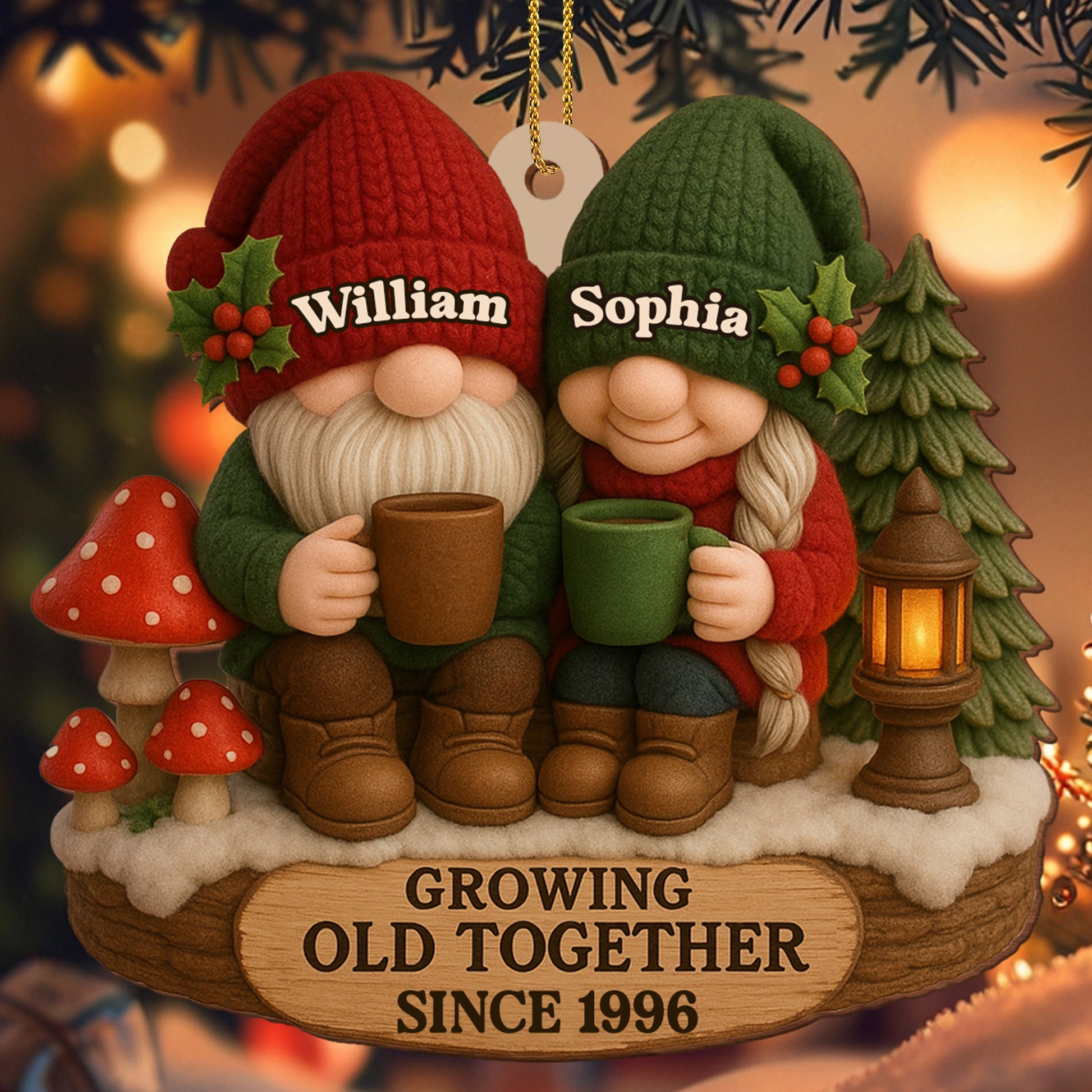 Growing Old Together Gnome Couple Ornament