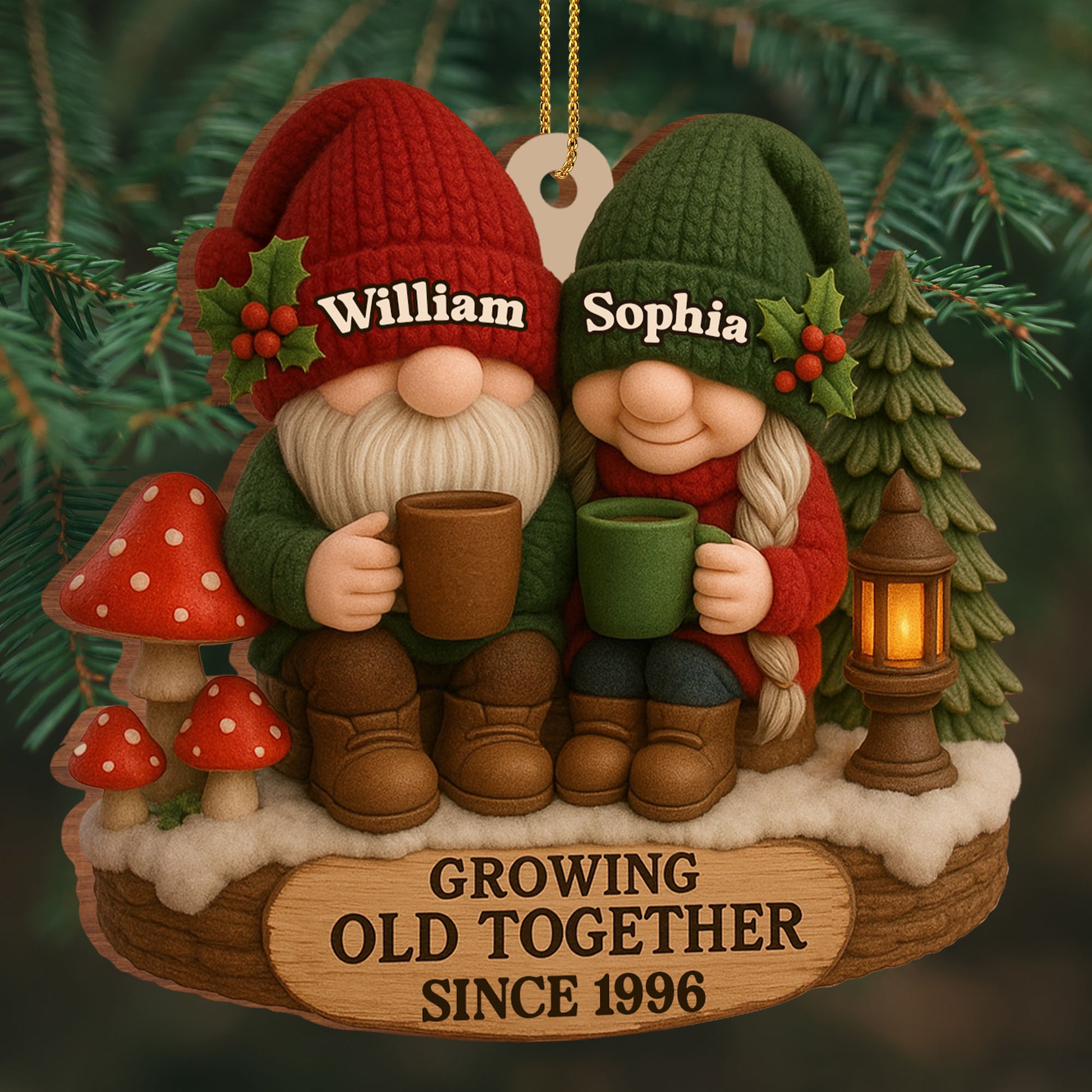Growing Old Together Gnome Couple Ornament