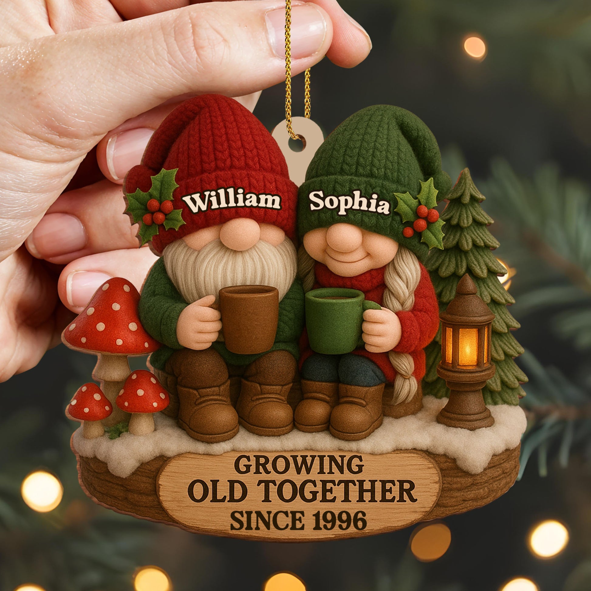 Growing Old Together Gnome Couple Ornament