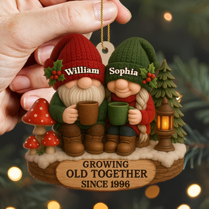 Growing Old Together Gnome Couple Ornament