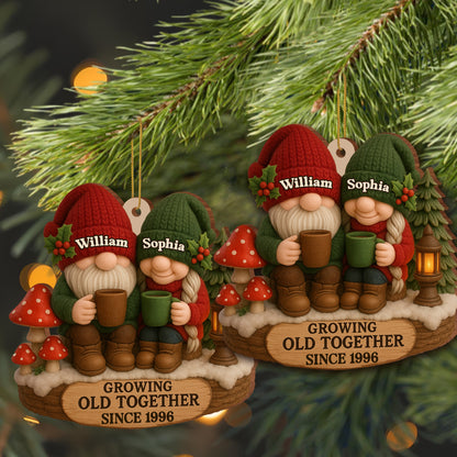 Growing Old Together Gnome Couple Ornament