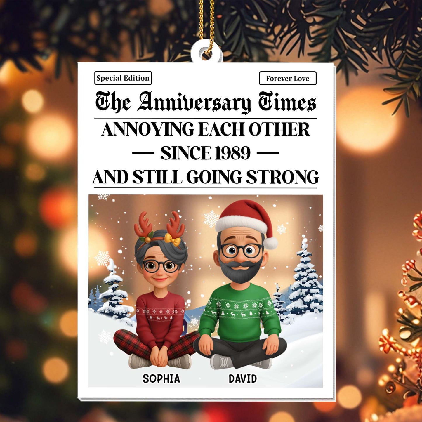 Annoying Each Other, Elderly Couple Newspaper Design