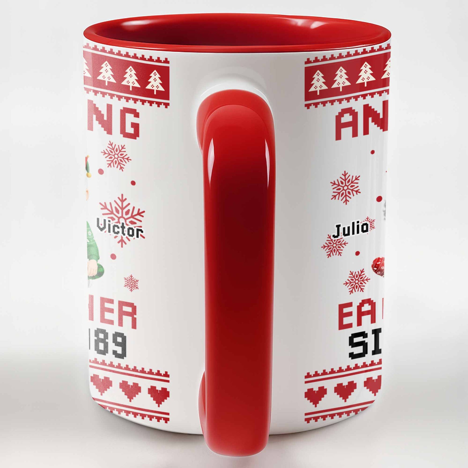 Annoying Each Other Since 1989, Christmas Elves and Snowflakes Mug