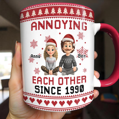 Annoying Each Other Since 1989, Christmas Elves and Snowflakes Mug