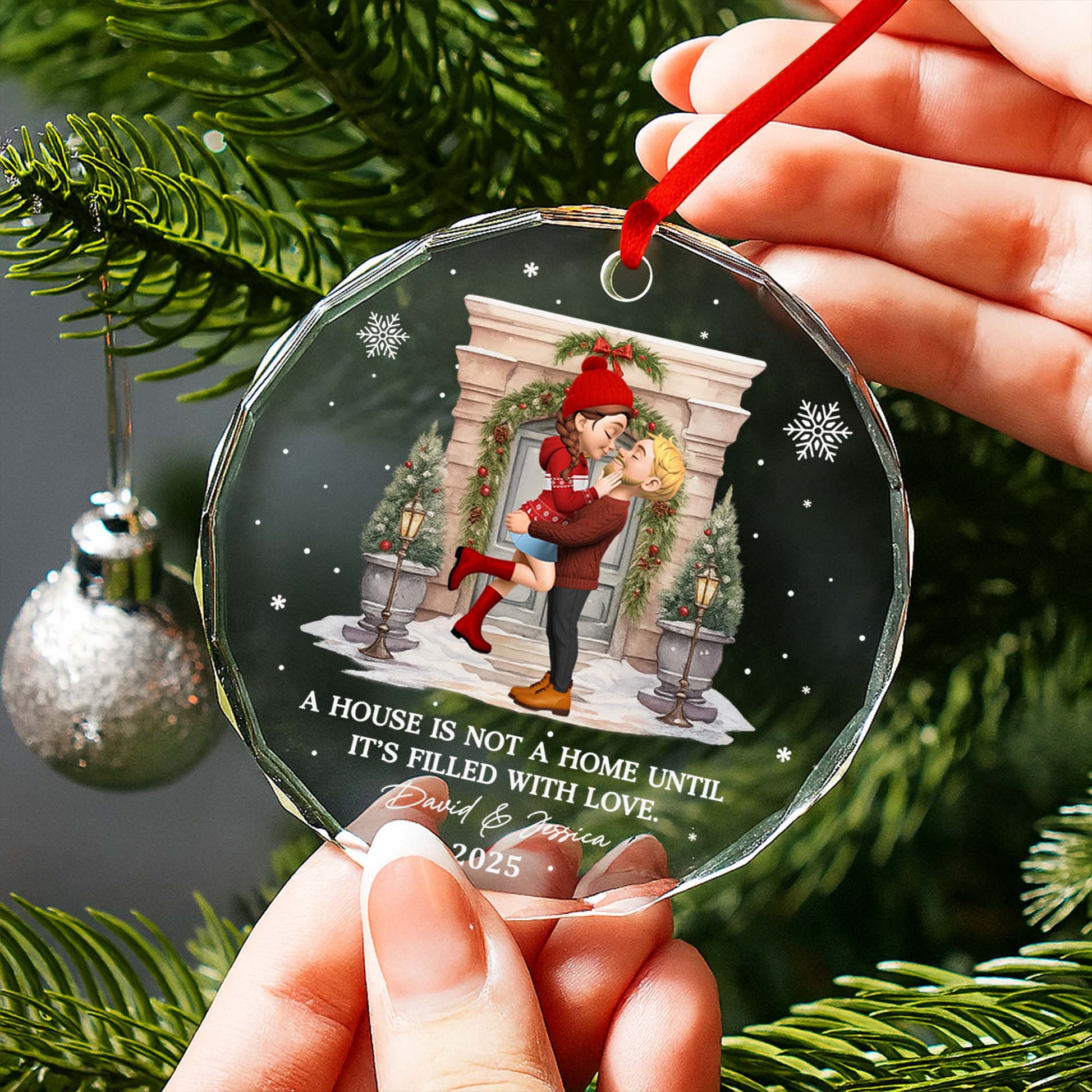 A House Is Not A Home Until It's Filled With Love, Couple And Christmas Wreath