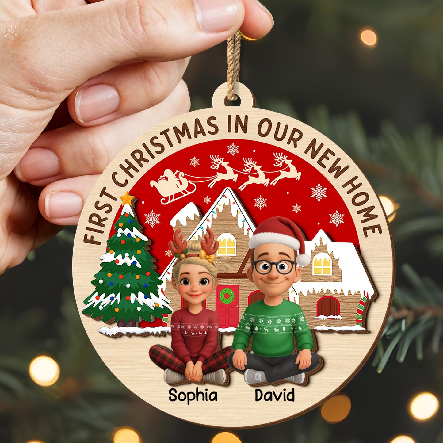 First Christmas In Our New Home With Couple And Holiday Elements