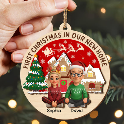 First Christmas In Our New Home With Couple And Holiday Elements