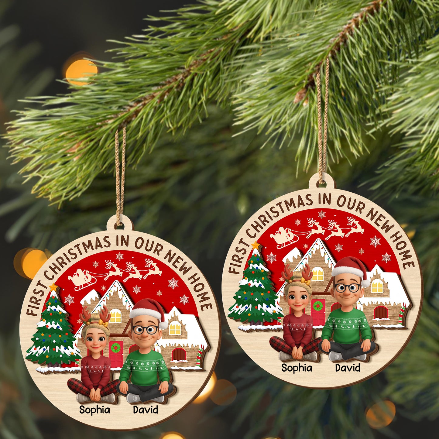 First Christmas In Our New Home With Couple And Holiday Elements