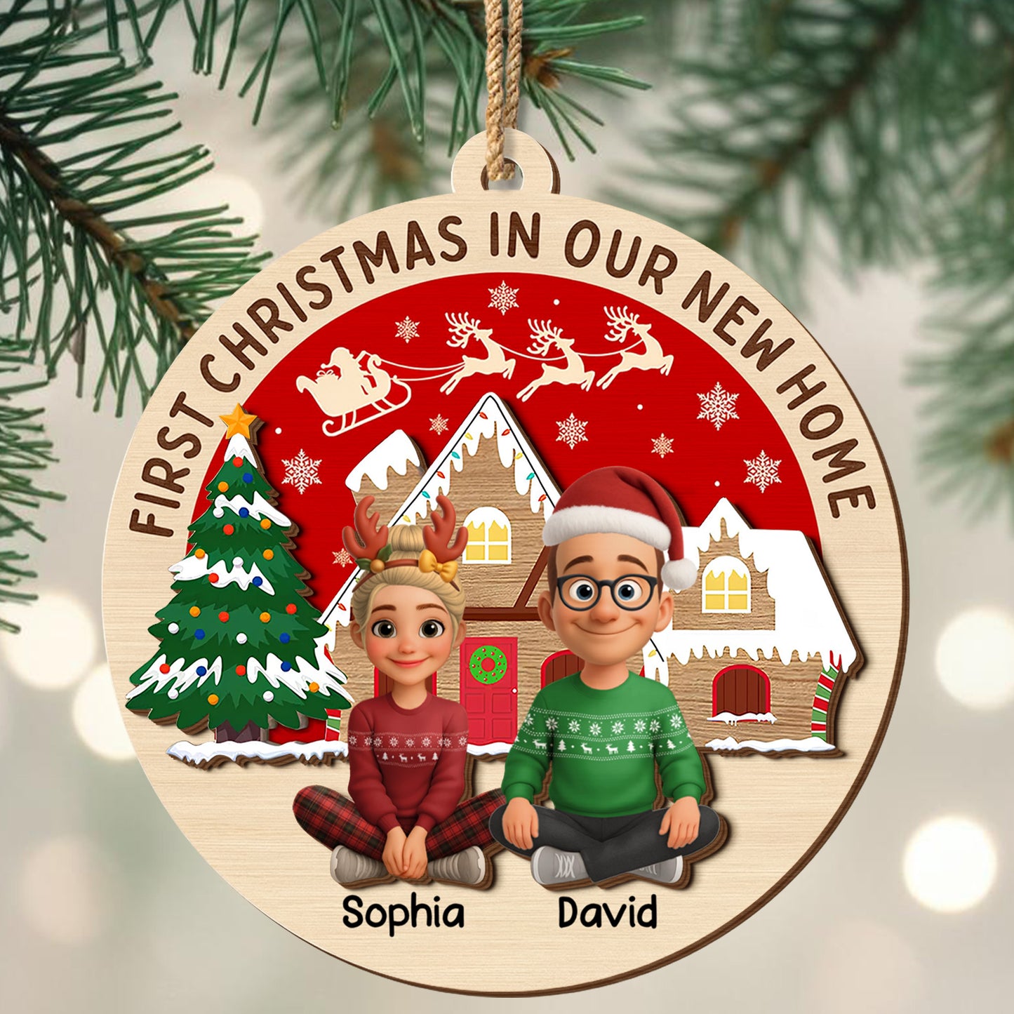 First Christmas In Our New Home With Couple And Holiday Elements