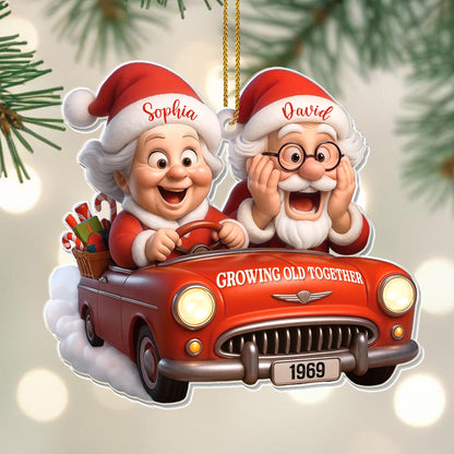Growing Old Together With Santa And Vintage Car