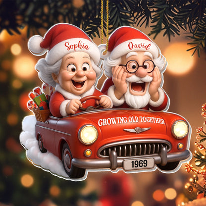 Growing Old Together With Santa And Vintage Car