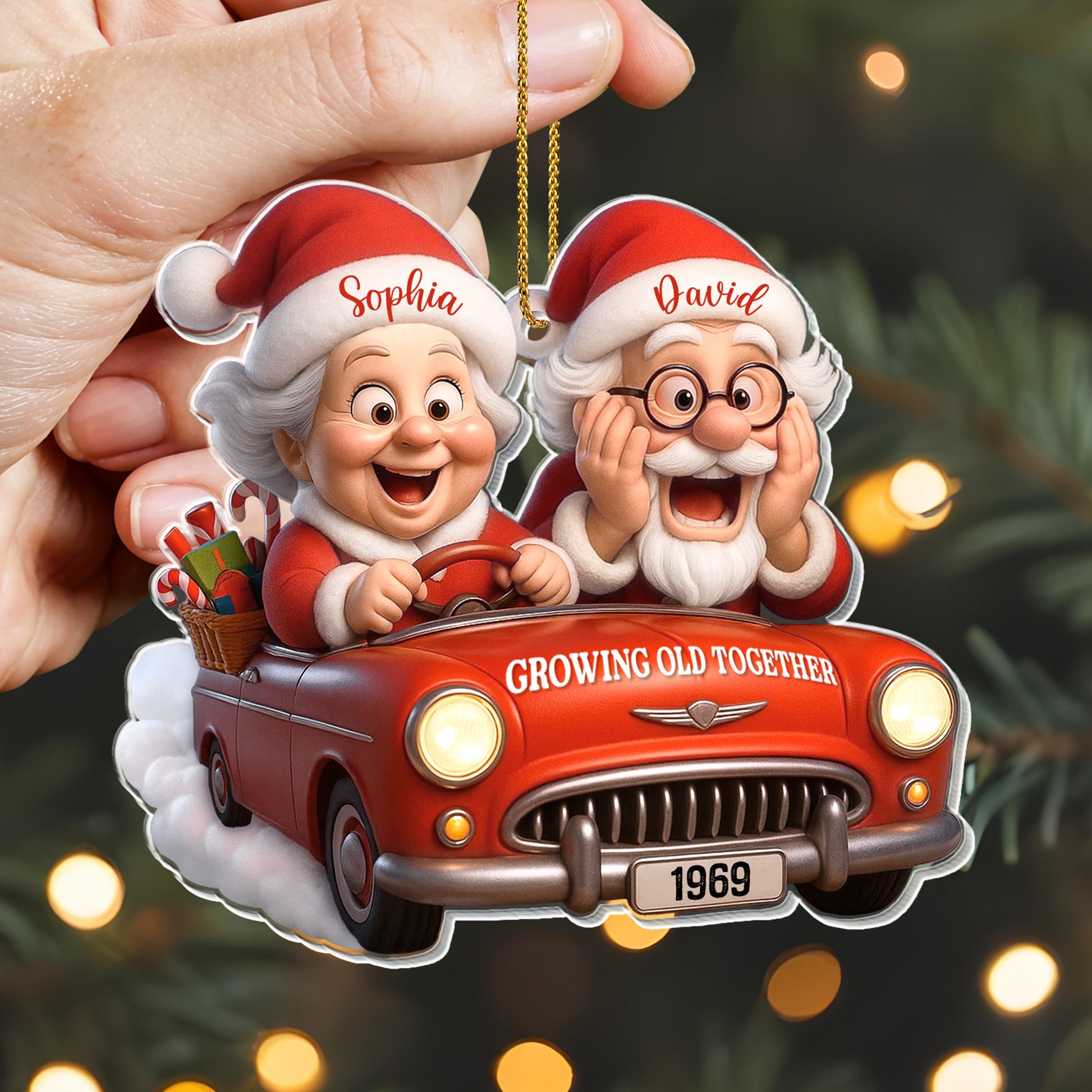 Growing Old Together With Santa And Vintage Car