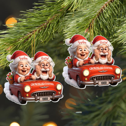 Growing Old Together With Santa And Vintage Car