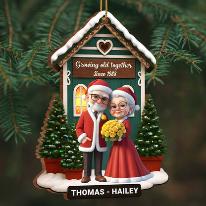 Growing Old Together, Elderly Couple Christmas Ornament