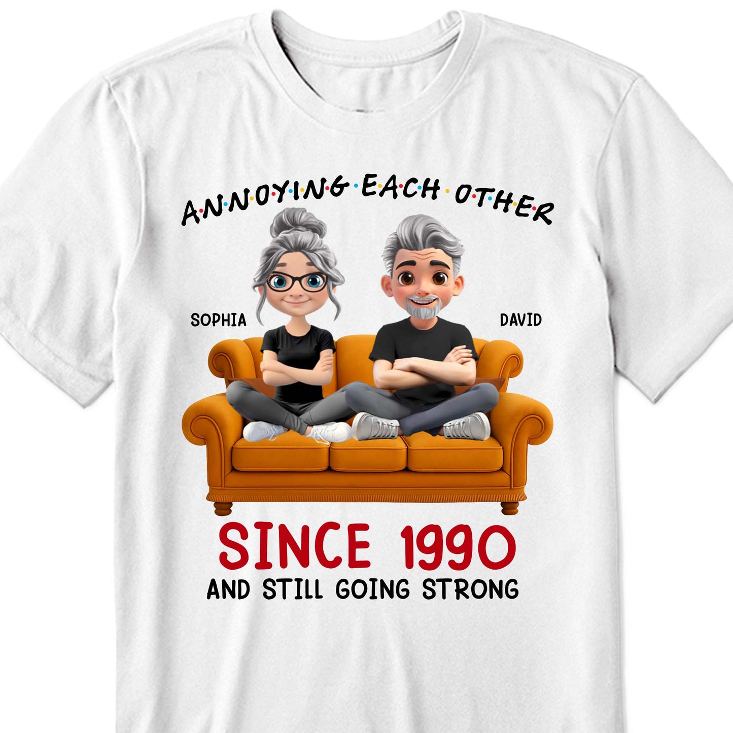 Annoying Each Other Since 1990, Cartoon Couple On Couch