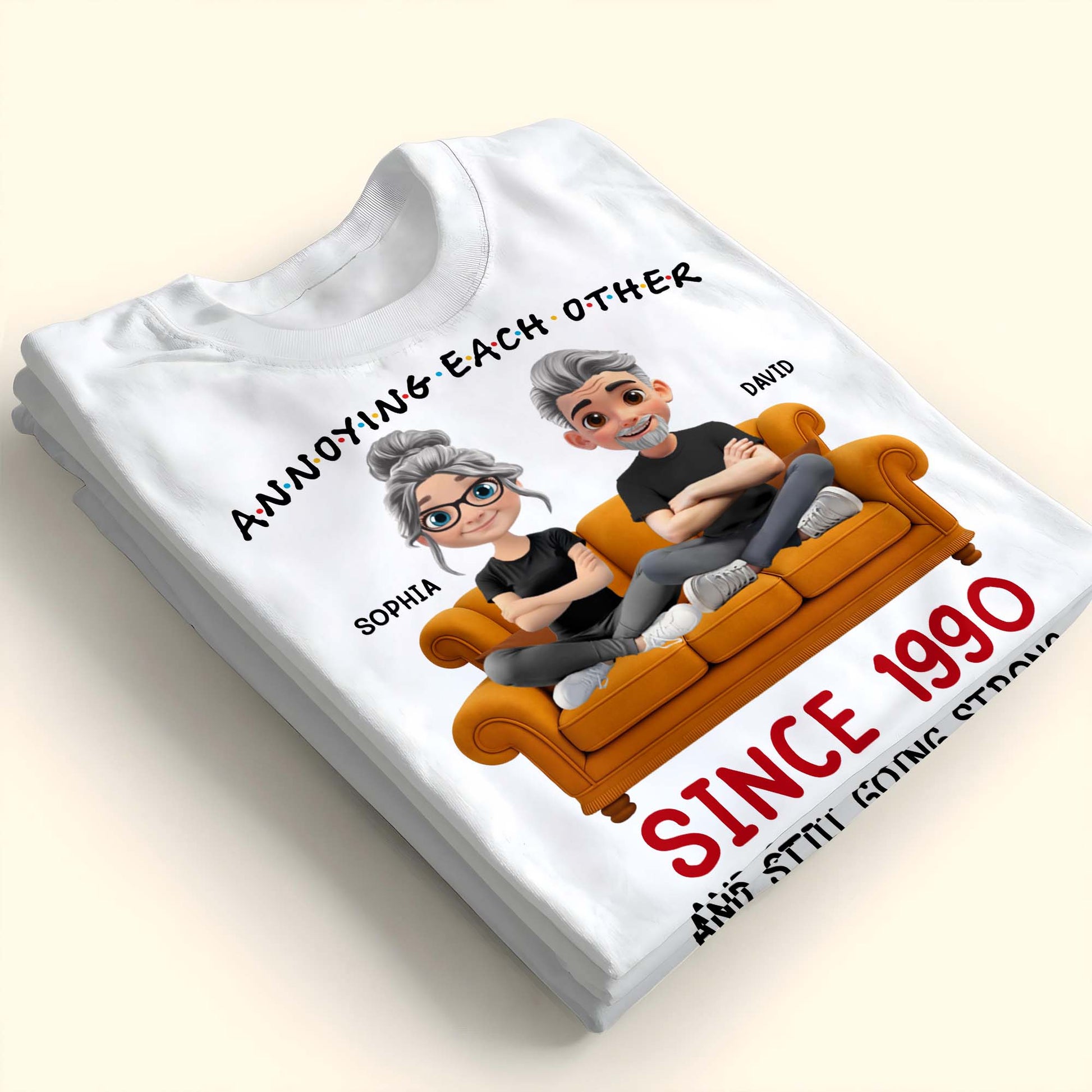 Annoying Each Other Since 1990, Cartoon Couple On Couch