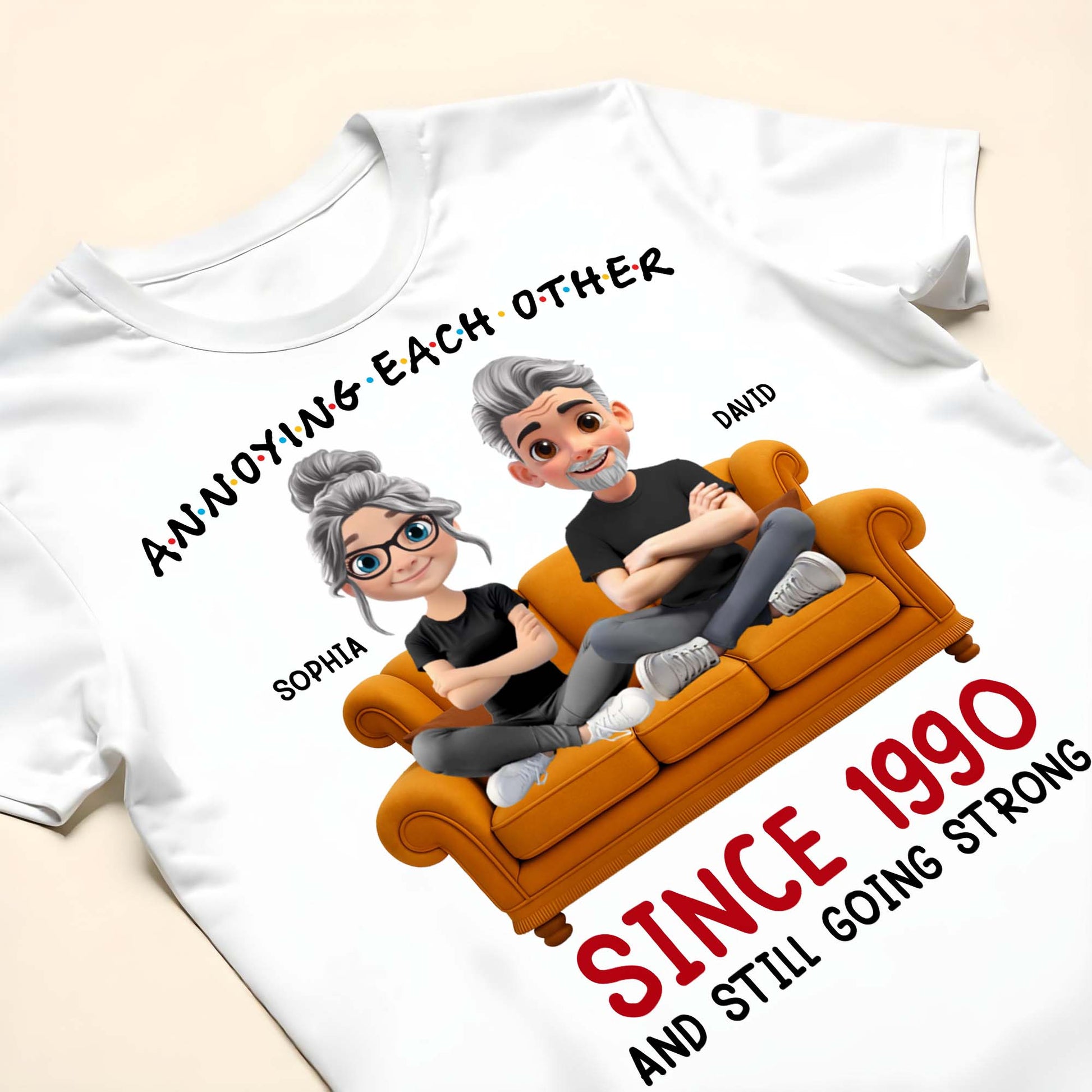 Annoying Each Other Since 1990, Cartoon Couple On Couch