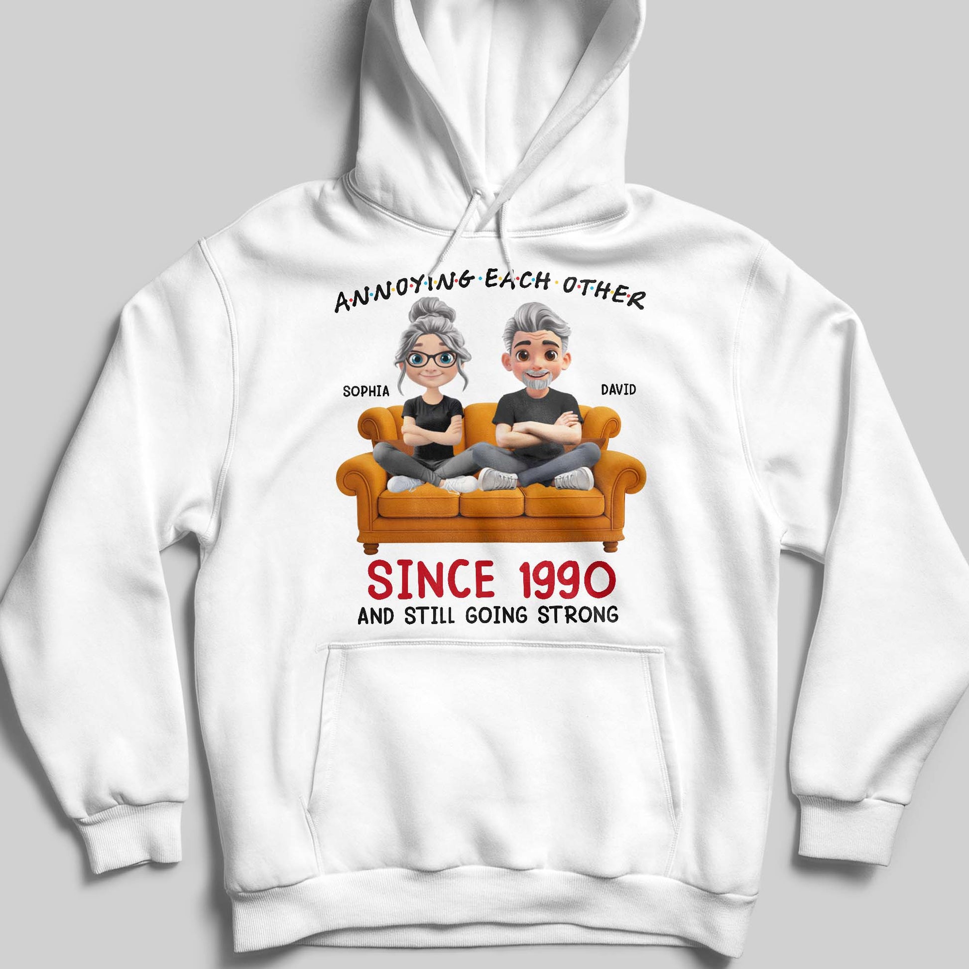 Annoying Each Other Since 1990, Cartoon Couple On Couch