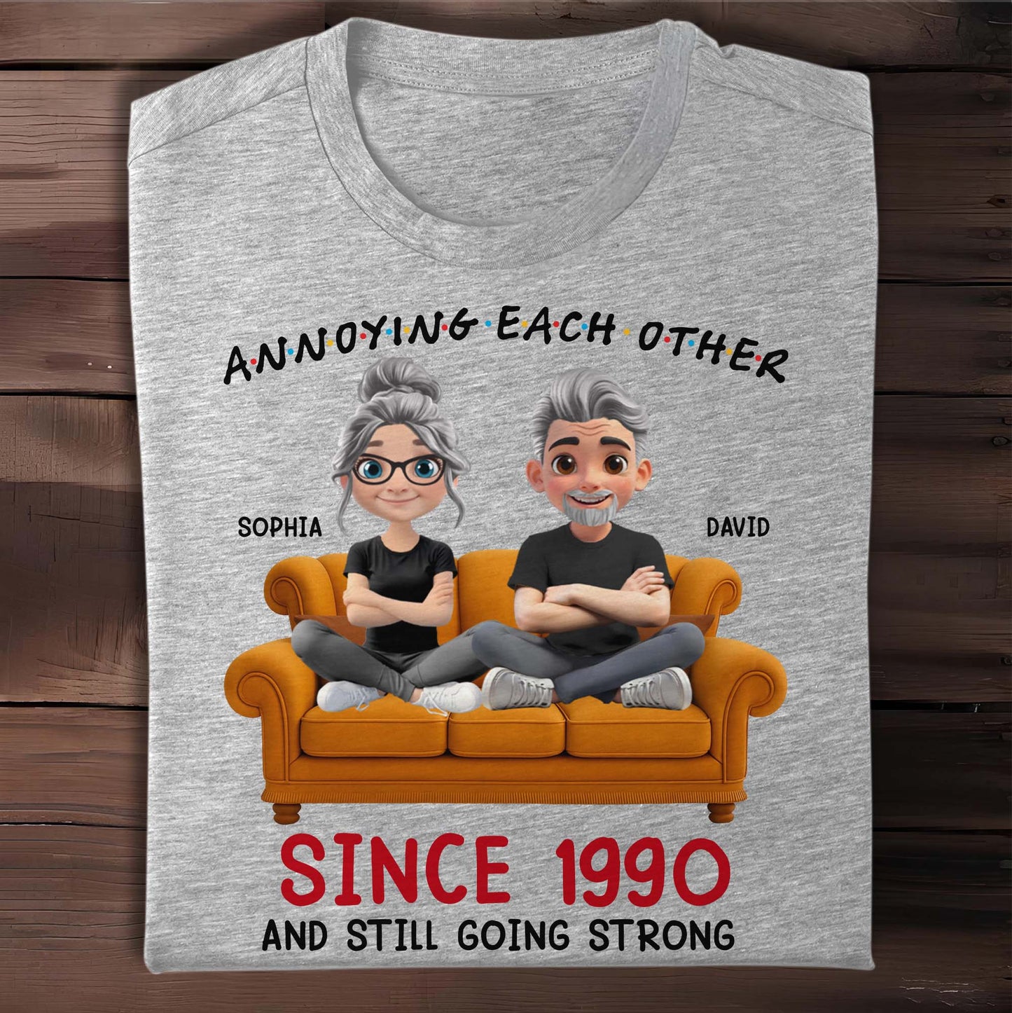 Annoying Each Other Since 1990, Cartoon Couple On Couch