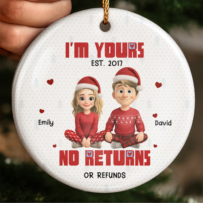 I'm Yours No Returns Or Refunds, Couple With Christmas Hats