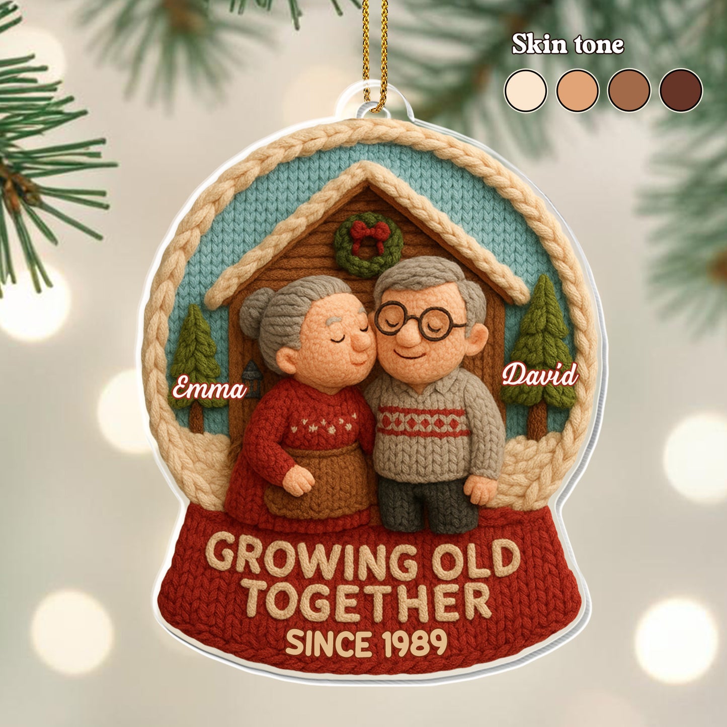 Growing Old Together With Elderly Couple Ornament