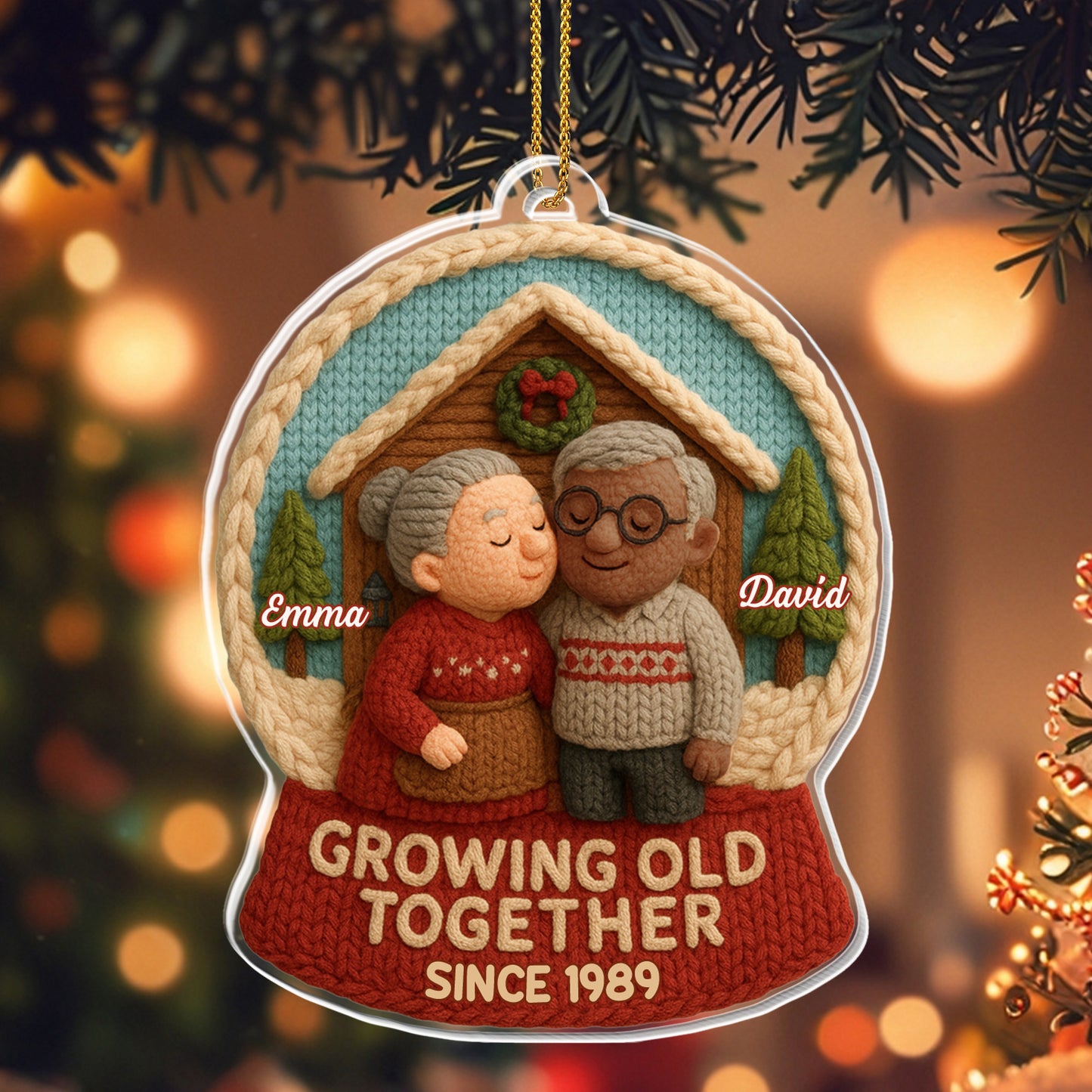 Growing Old Together With Elderly Couple Ornament
