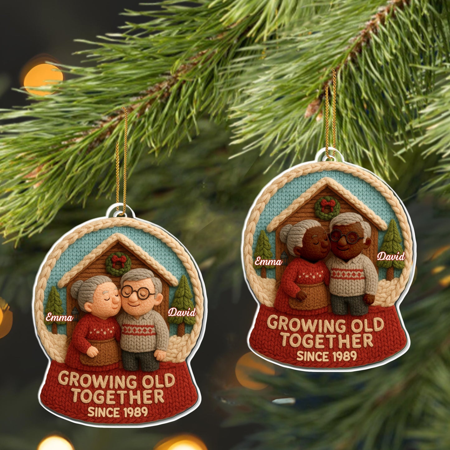 Growing Old Together With Elderly Couple Ornament