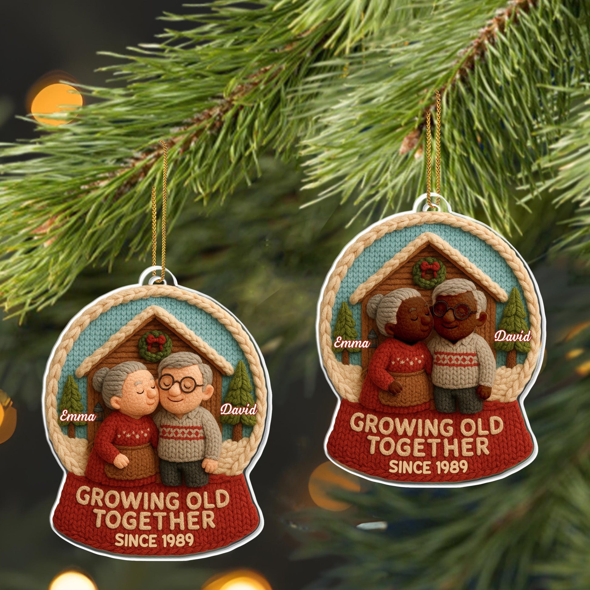 Growing Old Together With Elderly Couple Ornament