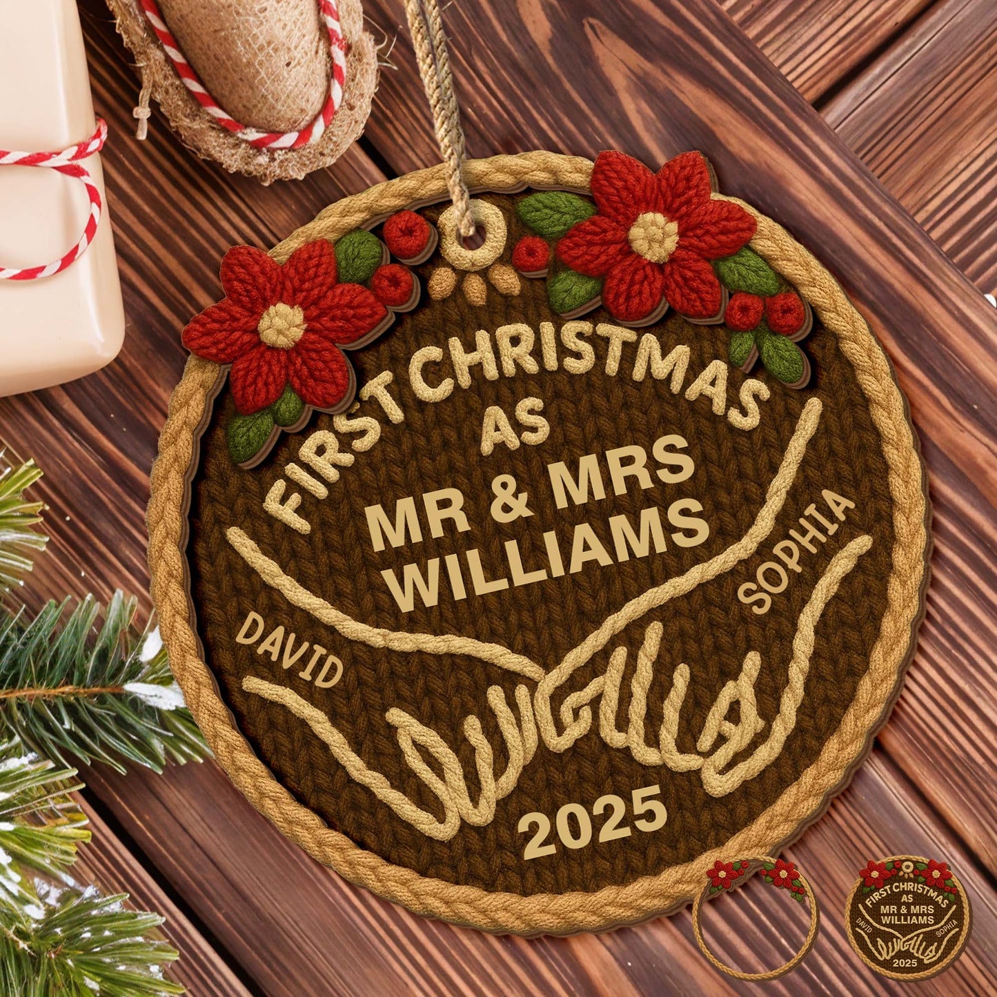 First Christmas As Mr & Mrs With Elegant Floral Design