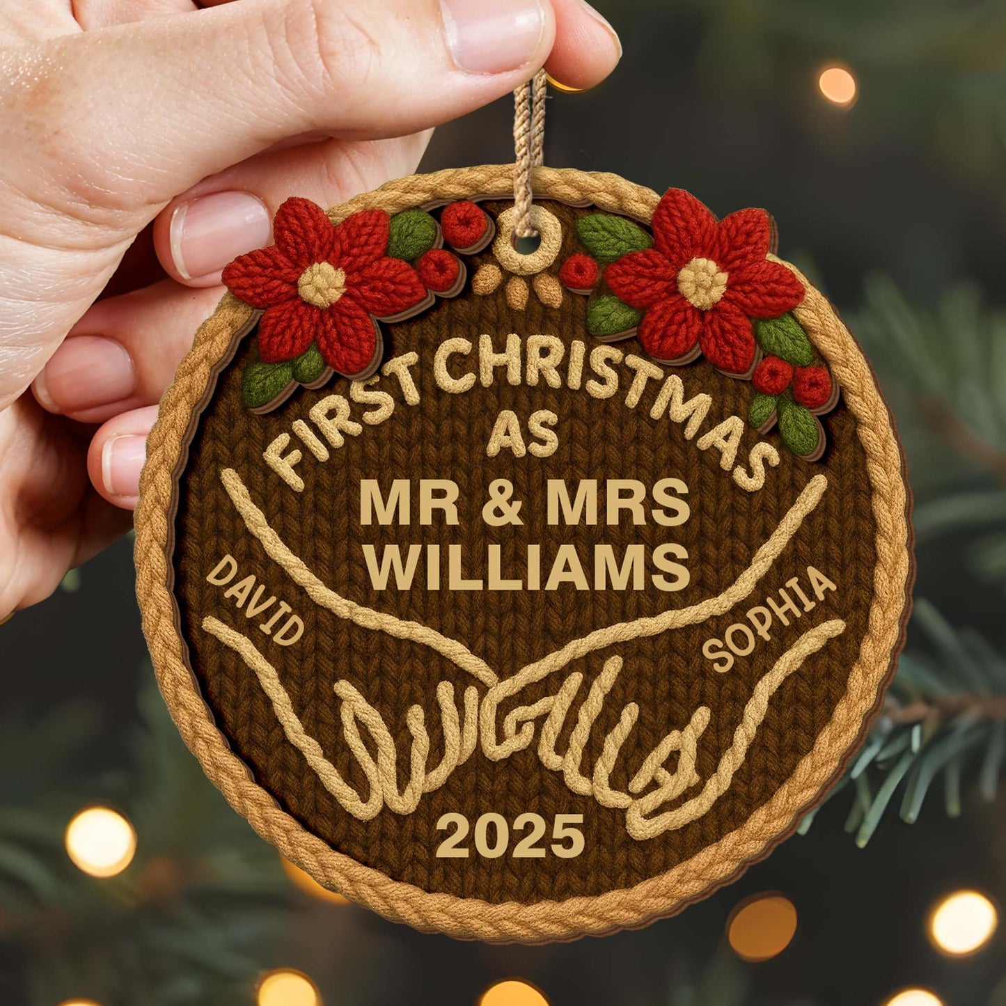 First Christmas As Mr & Mrs With Elegant Floral Design
