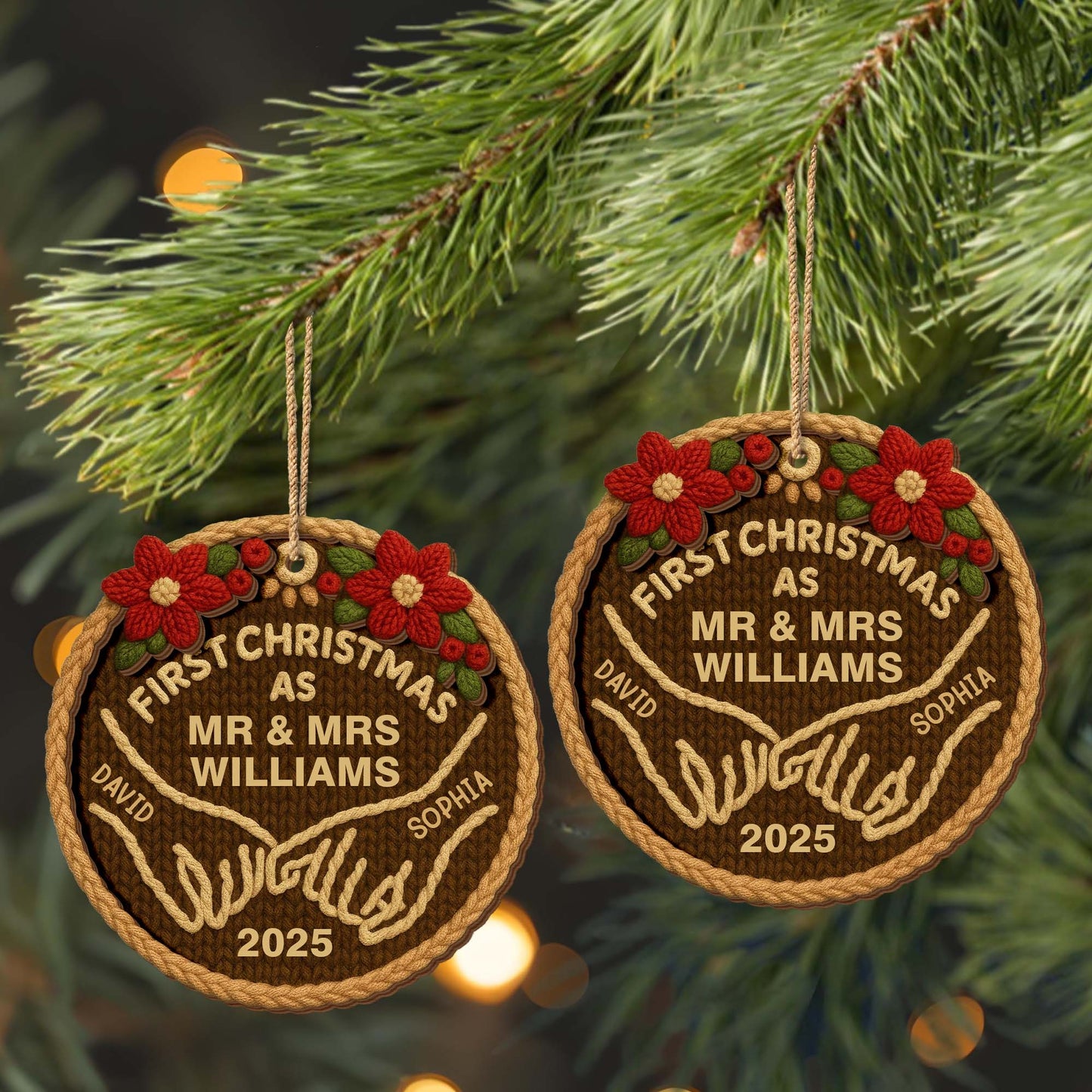 First Christmas As Mr & Mrs With Elegant Floral Design