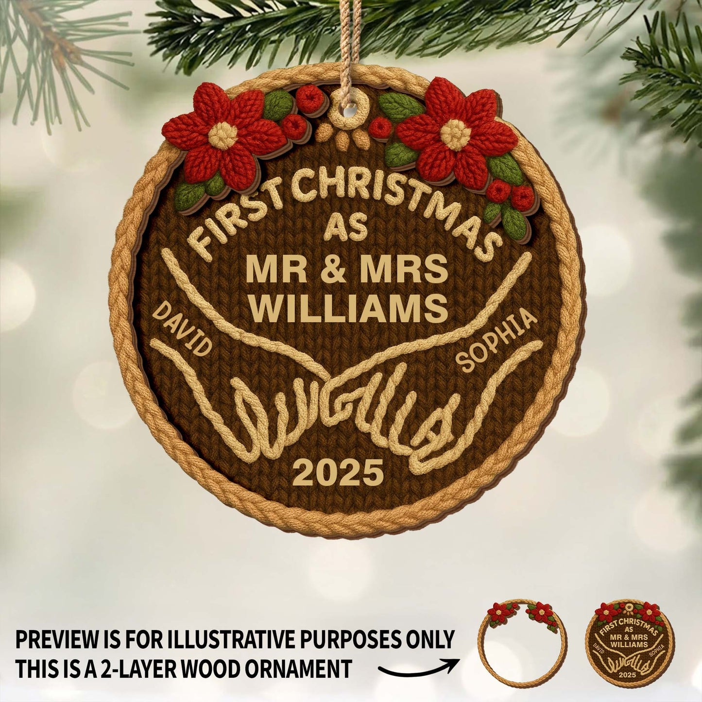 First Christmas As Mr & Mrs With Elegant Floral Design