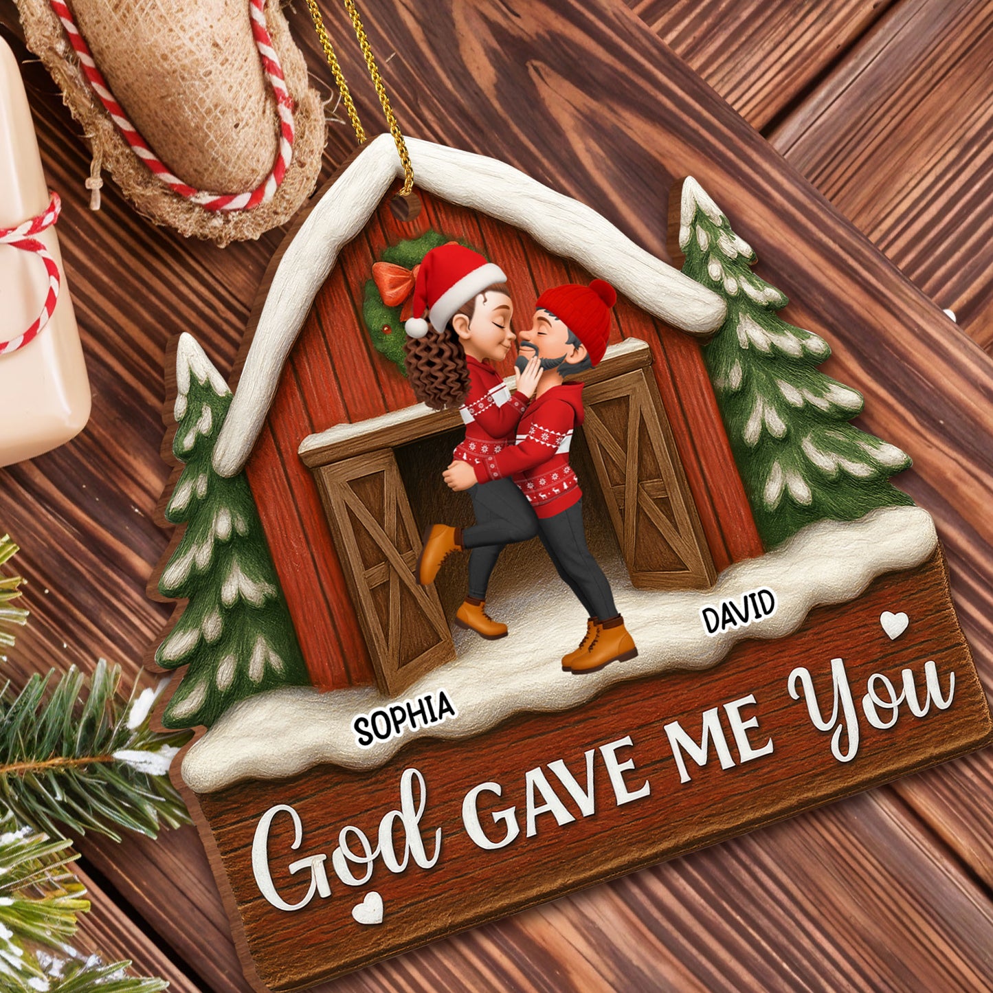 God Gave Me You, Couple Embracing in Festive Attire