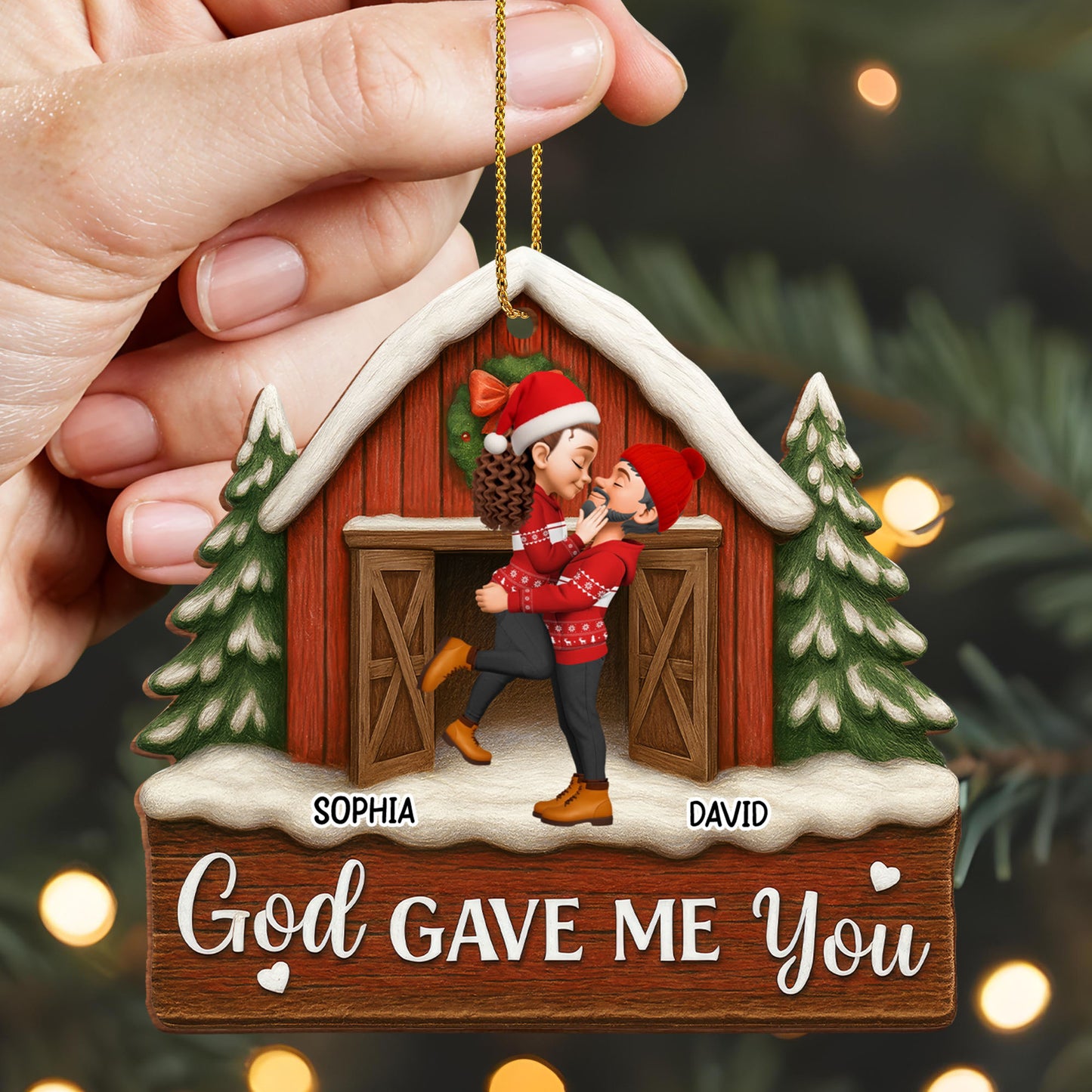 God Gave Me You, Couple Embracing in Festive Attire