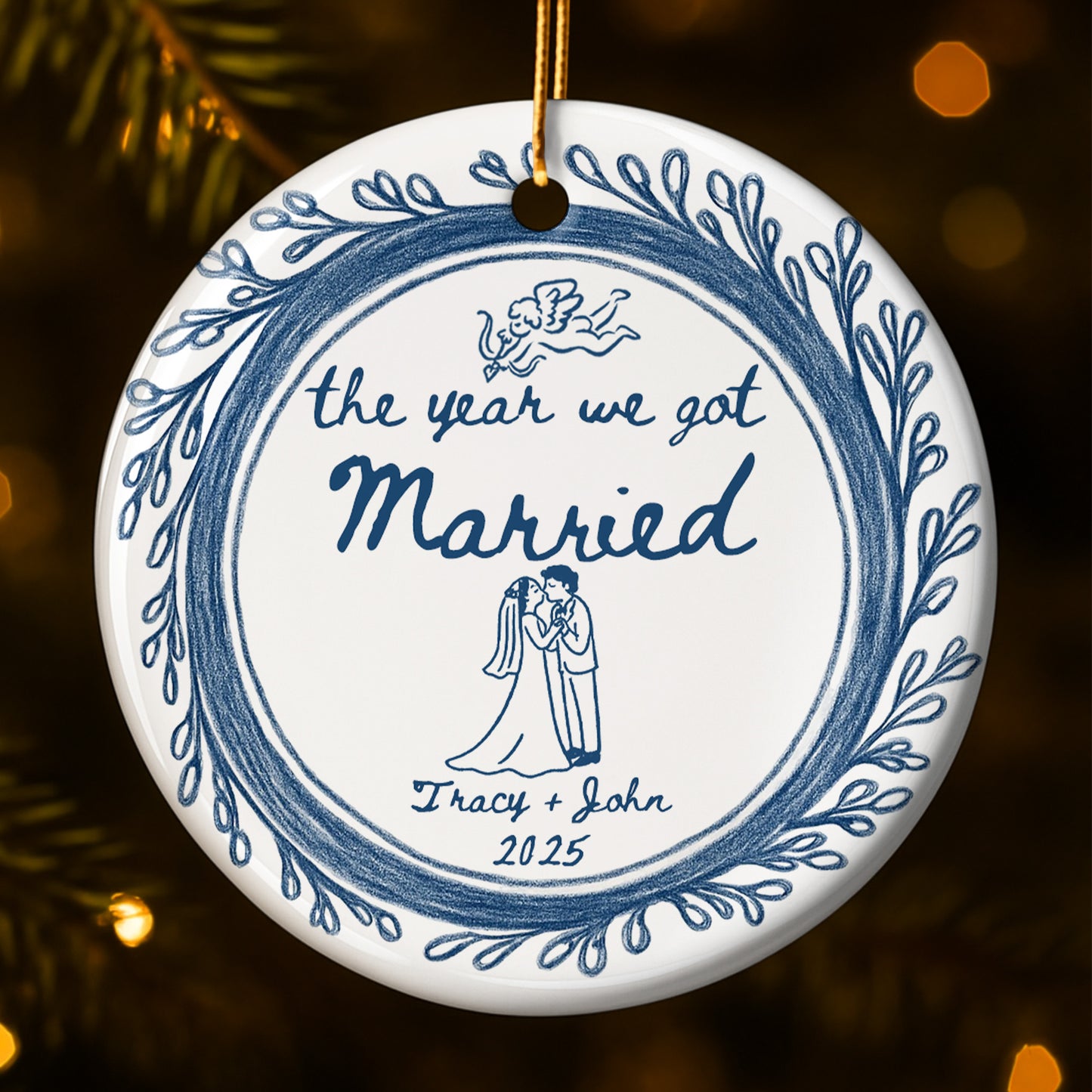 The Year We Got Married Couple And Floral Border